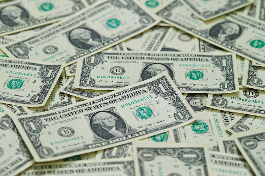 たくさんの1ドル札